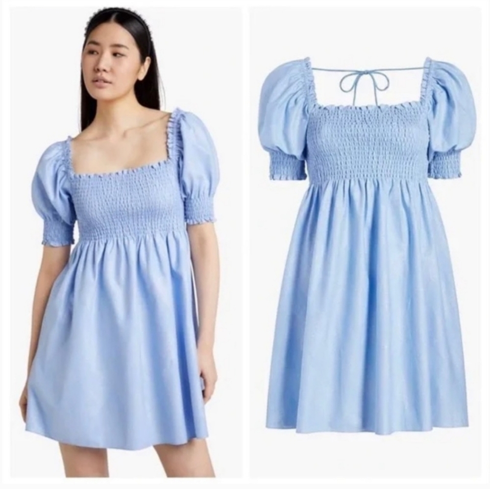 Hill House Athena Nap Dress Blue Check EUC M